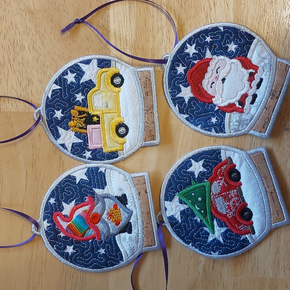Set of 4 handmade Snowglobe Ornaments